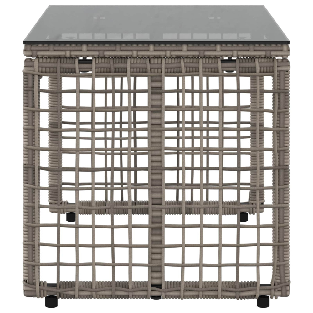 Produktbild för Utomhusbord Grå och svart 80 x 40 x 40 cm PE Rattan och Glas