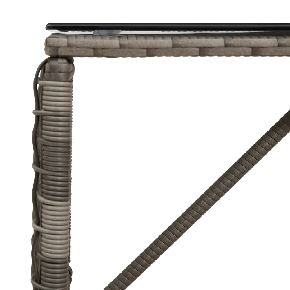 Produktbild för Utomhusbord Grå och svart 80 x 40 x 40 cm PE Rattan och Glas