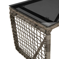 Produktbild för Utomhusbord Grå och svart 80 x 40 x 40 cm PE Rattan och Glas