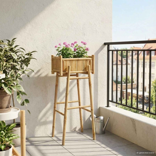 vidaXL Trädgårdsplanta med hållare Naturfärg 50 x 38 x 114 cm Bambus
