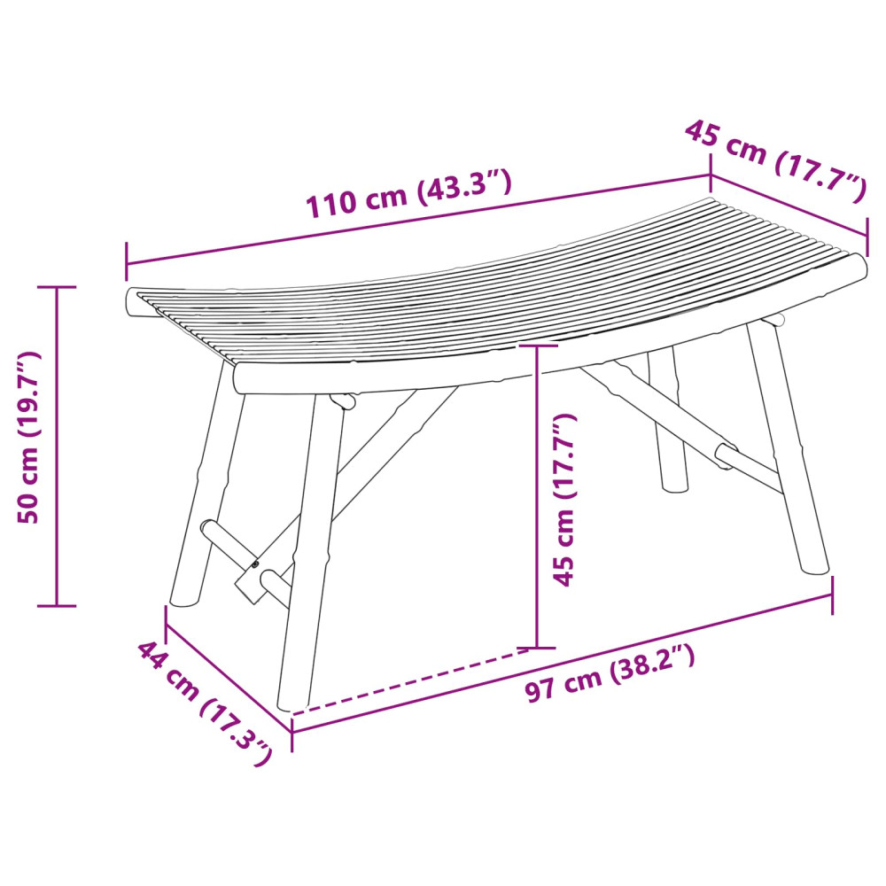 Produktbild för Trädgårdsbänk Naturfärg 110 x 45 x 50 cm Bambus