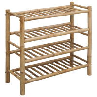 Produktbild för Skoställ med hylla med lagring Naturfärg 68 x 28 x 63 cm Bambus