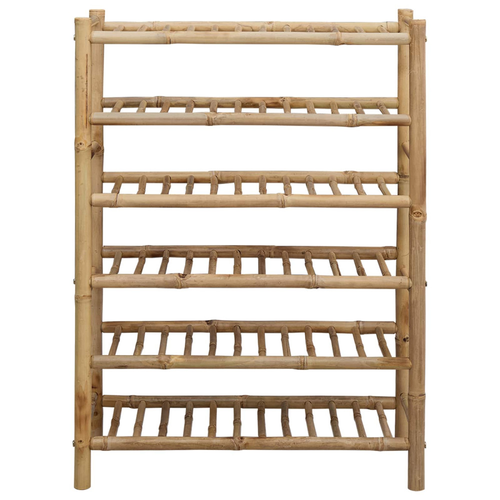 Produktbild för Skoställ med hylla med lagring Naturfärg 68 x 28 x 96 cm Bambus