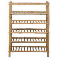 Produktbild för Skoställ med hylla med lagring Naturfärg 68 x 28 x 96 cm Bambus