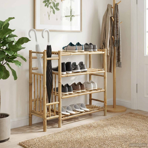 vidaXL Skoställ med hylla med lagring Naturfärg 88 x 27 x 80 cm Bambus