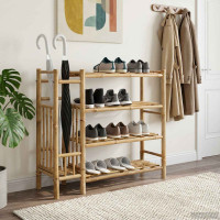 Produktbild för Skoställ med hylla med lagring Naturfärg 88 x 27 x 80 cm Bambus