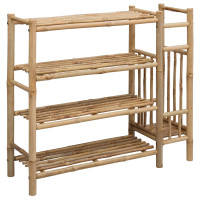 Produktbild för Skoställ med hylla med lagring Naturfärg 88 x 27 x 80 cm Bambus