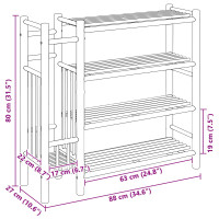 Produktbild för Skoställ med hylla med lagring Naturfärg 88 x 27 x 80 cm Bambus