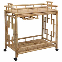 Produktbild för Vinvagn med hjul Naturfärg 85 x 50 x 93 cm Bambus