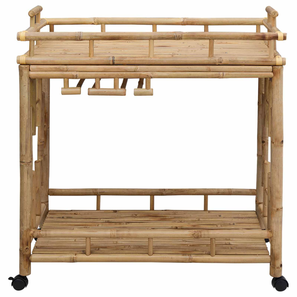 Produktbild för Vinvagn med hjul Naturfärg 85 x 50 x 93 cm Bambus