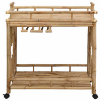 Produktbild för Vinvagn med hjul Naturfärg 85 x 50 x 93 cm Bambus