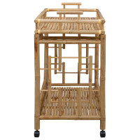 Produktbild för Vinvagn med hjul Naturfärg 85 x 50 x 93 cm Bambus