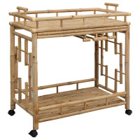 Produktbild för Vinvagn med hjul Naturfärg 85 x 50 x 93 cm Bambus