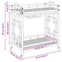 Produktbild för Vinvagn med hjul Naturfärg 85 x 50 x 93 cm Bambus