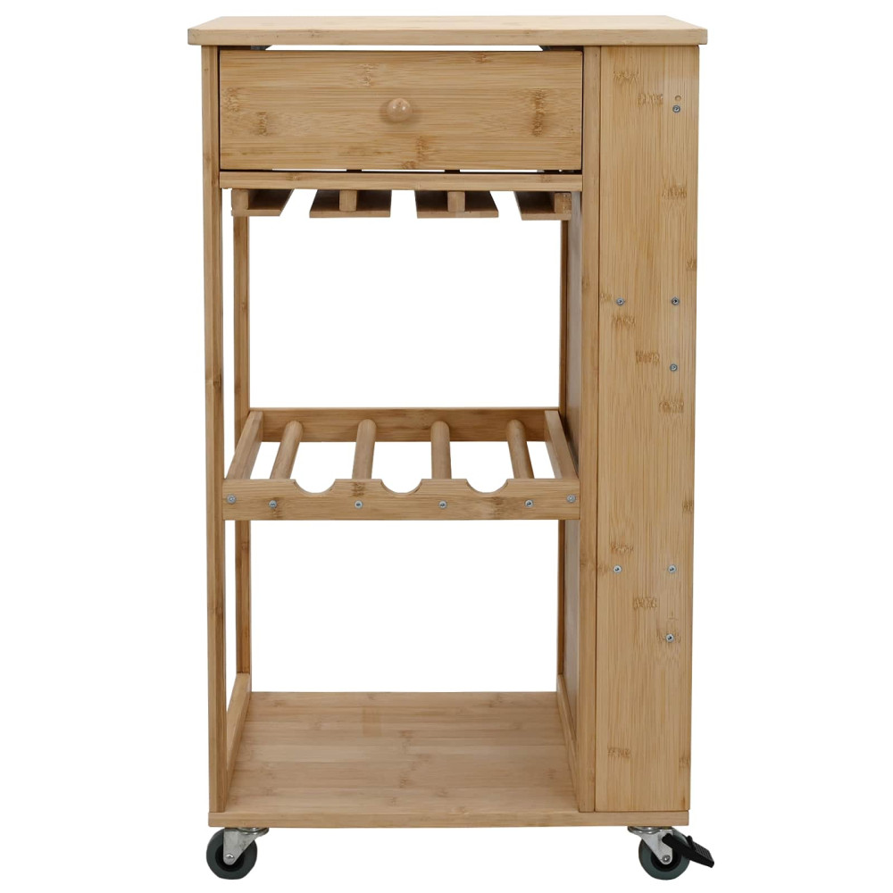 Produktbild för Köksvagn med hjul Naturfärg 47,5 x 36 x 83 cm Bambus