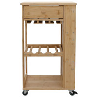 Produktbild för Köksvagn med hjul Naturfärg 47,5 x 36 x 83 cm Bambus