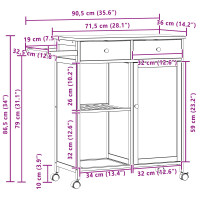 Produktbild för Köksvagn med hjul Naturfärg 90,5 x 36 x 86,5 cm Bambus
