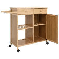 Produktbild för Köksvagn med hjul Naturfärg 90,5 x 36 x 86,5 cm Bambus