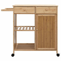 Produktbild för Köksvagn med hjul Naturfärg 90,5 x 36 x 86,5 cm Bambus