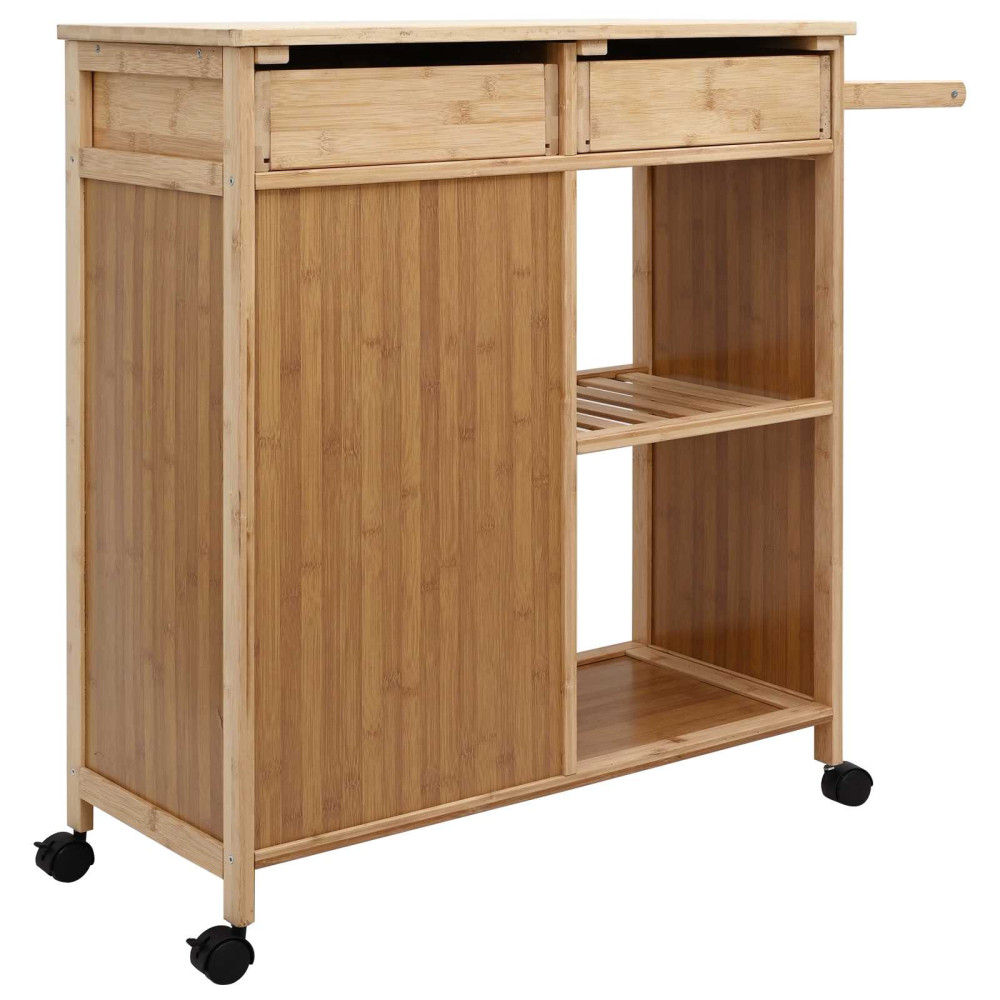 Produktbild för Köksvagn med hjul Naturfärg 90,5 x 36 x 86,5 cm Bambus