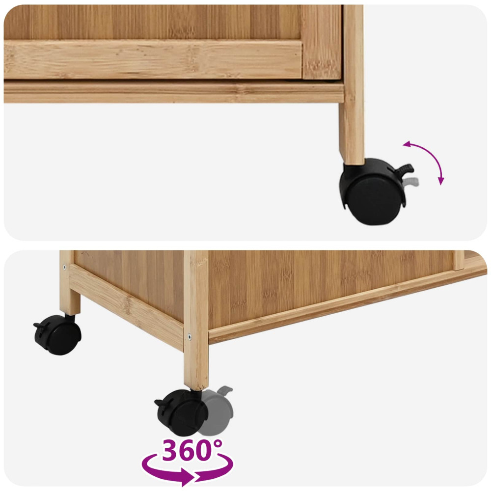 Produktbild för Köksvagn med hjul Naturfärg 90,5 x 36 x 86,5 cm Bambus