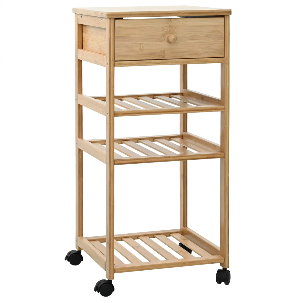 Produktbild för Köksvagn med hjul Naturfärg 37 x 36 x 80 cm Bambus