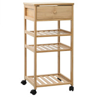 Produktbild för Köksvagn med hjul Naturfärg 37 x 36 x 80 cm Bambus