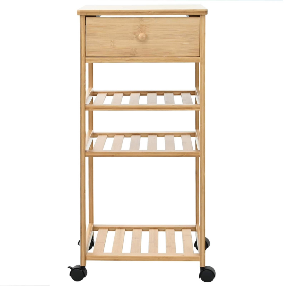 Produktbild för Köksvagn med hjul Naturfärg 37 x 36 x 80 cm Bambus