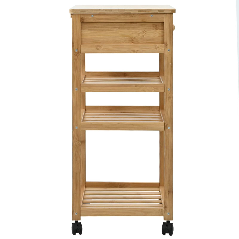 Produktbild för Köksvagn med hjul Naturfärg 37 x 36 x 80 cm Bambus