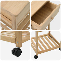 Produktbild för Köksvagn med hjul Naturfärg 37 x 36 x 80 cm Bambus