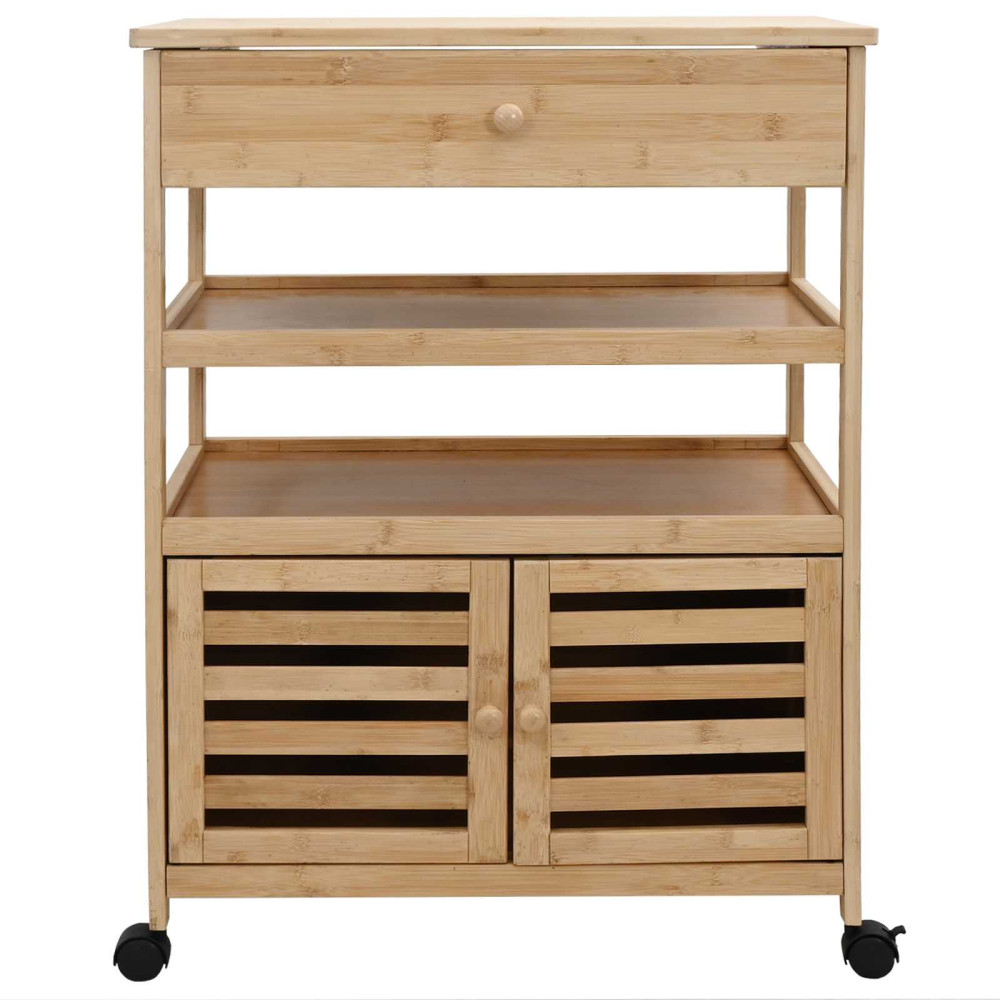 Produktbild för Köksvagn med hjul Naturfärg 59,5 x 36 x 82 cm Bambus