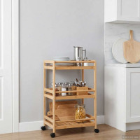 Produktbild för Köksvagn med hjul Naturfärg 46 x 38 x 76 cm Bambus