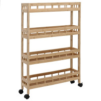 Produktbild för Köksvagn med hjul Naturfärg 60 x 18 x 97 cm Bambus