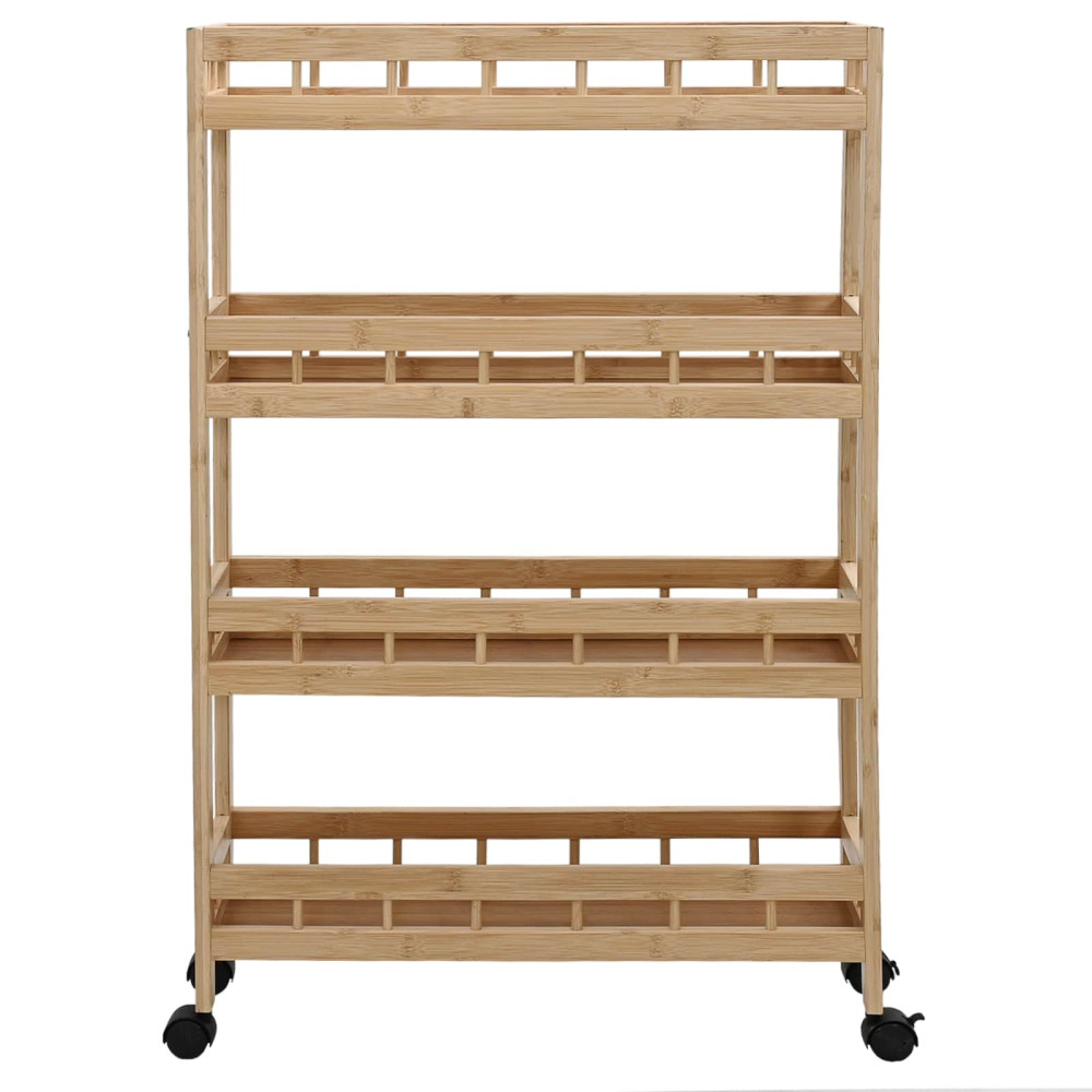 Produktbild för Köksvagn med hjul Naturfärg 60 x 18 x 97 cm Bambus
