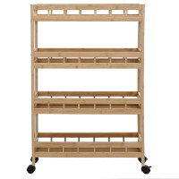 Produktbild för Köksvagn med hjul Naturfärg 60 x 18 x 97 cm Bambus