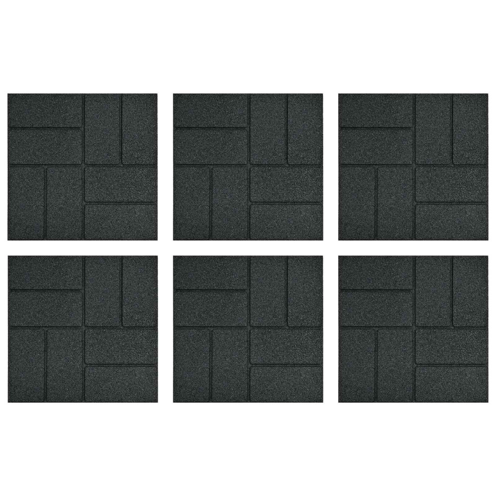 Produktbild för Stepping Stone 6 pcs Svart 40,5 x 40,5 x 2 cm Gummi