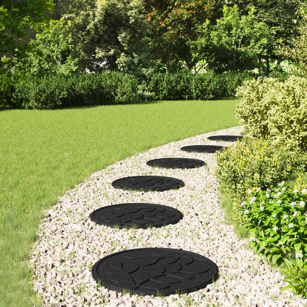 Produktbild för Stepping Stone 6 pcs Svart Ø 44 x 2 cm Gummi