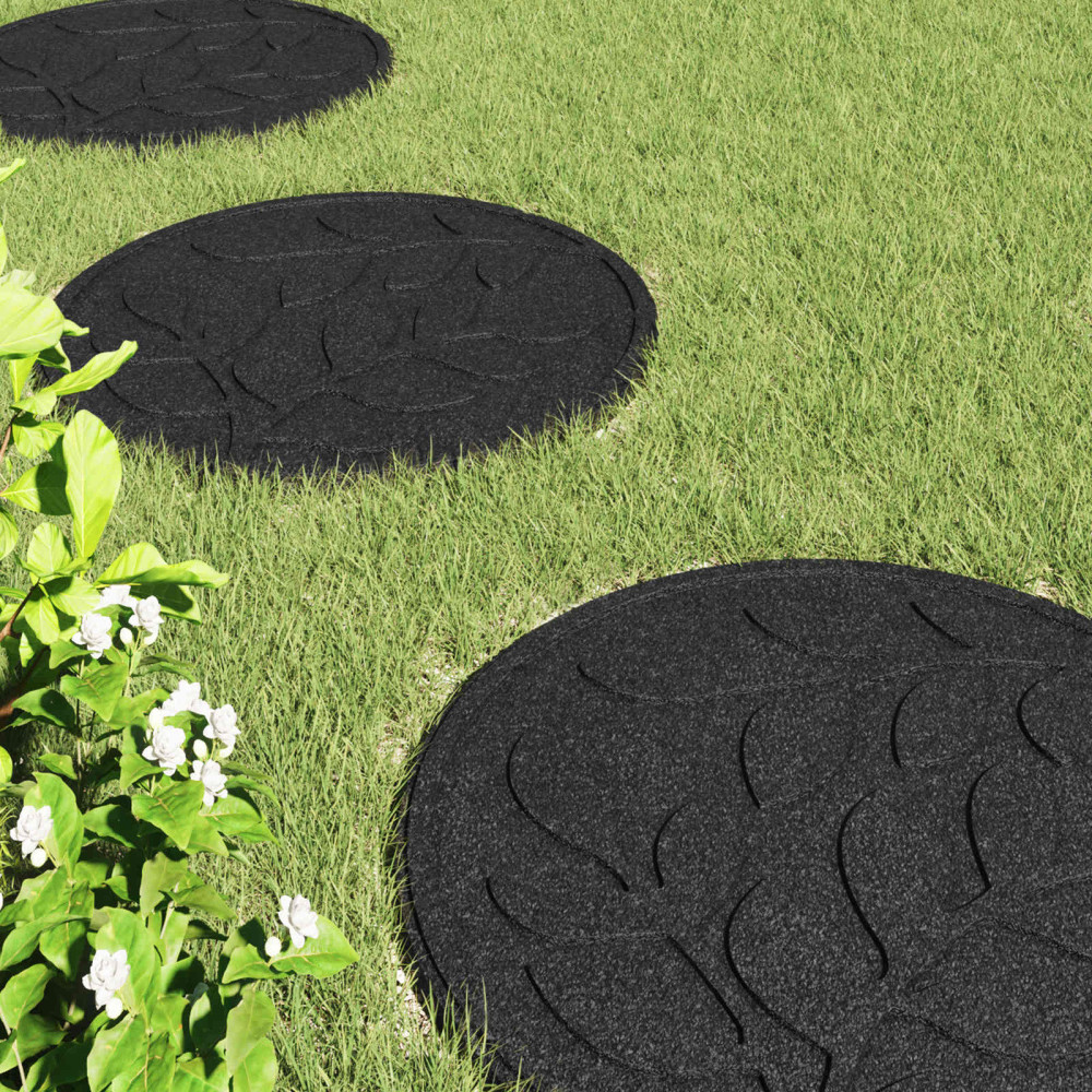 Produktbild för Stepping Stone 6 pcs Svart Ø 44 x 2 cm Gummi