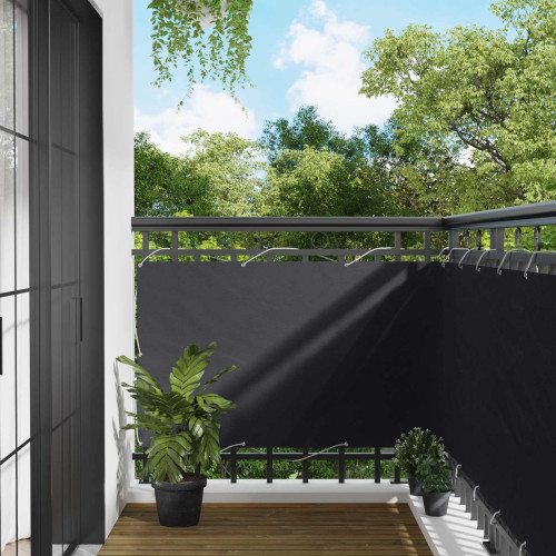 vidaXL Balkong Skärm Svart 90 x 200 cm PU-belagt oxford alu
