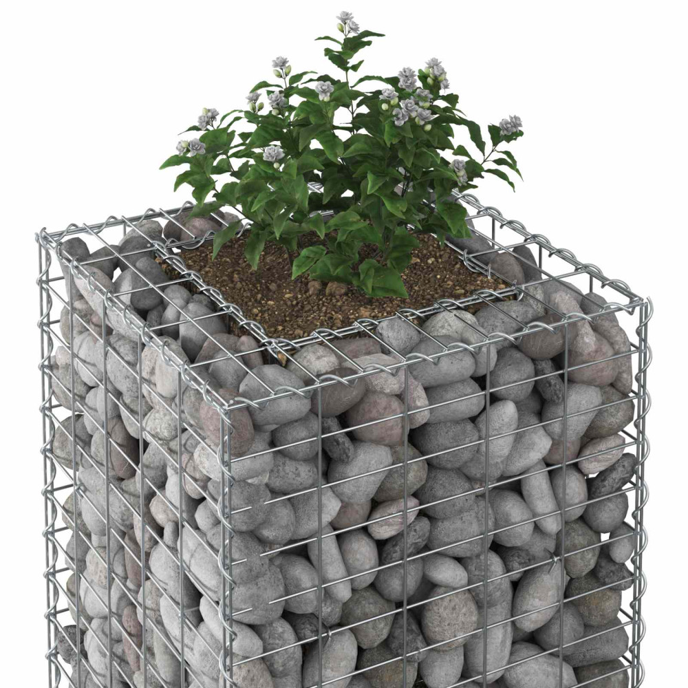 Produktbild för Gabion upphöjd säng Silver