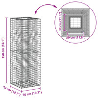 Produktbild för Gabion upphöjd säng Silver