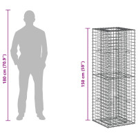 Produktbild för Gabion upphöjd säng Silver