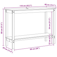 Produktbild för Konsolbord med hylla VaxBrun 110 x 40 x 80 cm Massivt furu