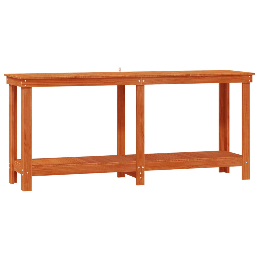 Produktbild för Arbetsbänk med hylla VaxBrun 180 x 50 x 80 cm Massivt furu