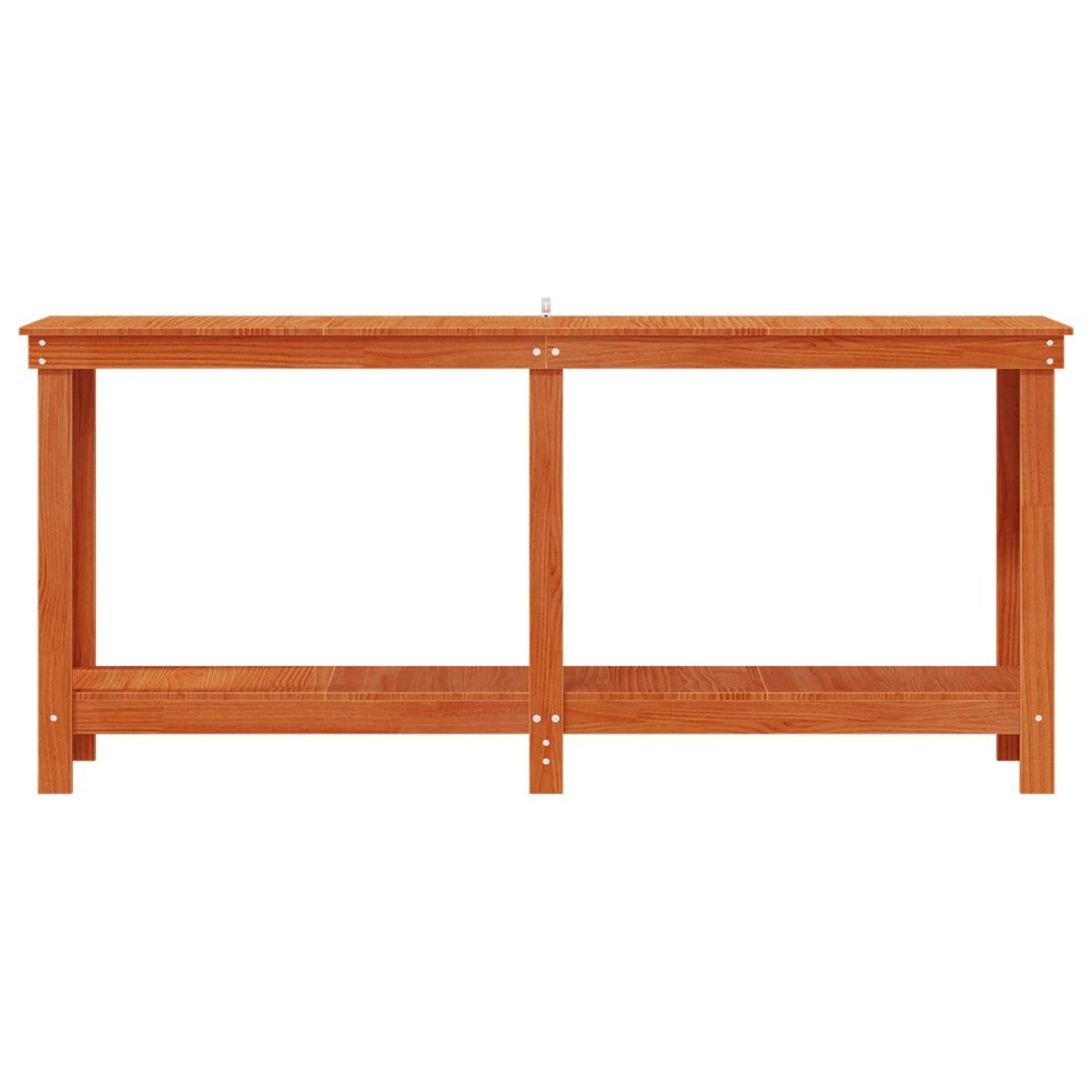 Produktbild för Arbetsbänk med hylla VaxBrun 180 x 50 x 80 cm Massivt furu