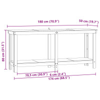 Produktbild för Arbetsbänk med hylla VaxBrun 180 x 50 x 80 cm Massivt furu