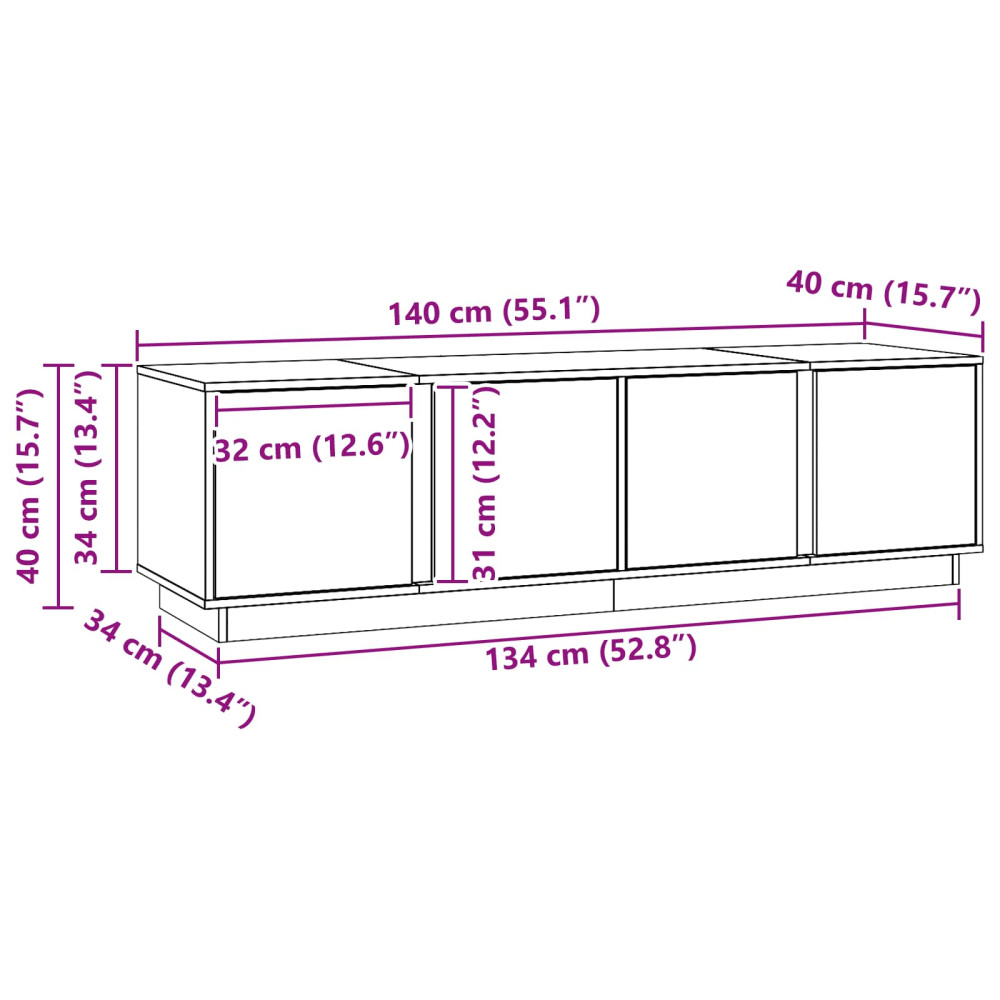 Produktbild för TV-skåp VaxBrun 140 x 40 x 40 cm Massivt furu