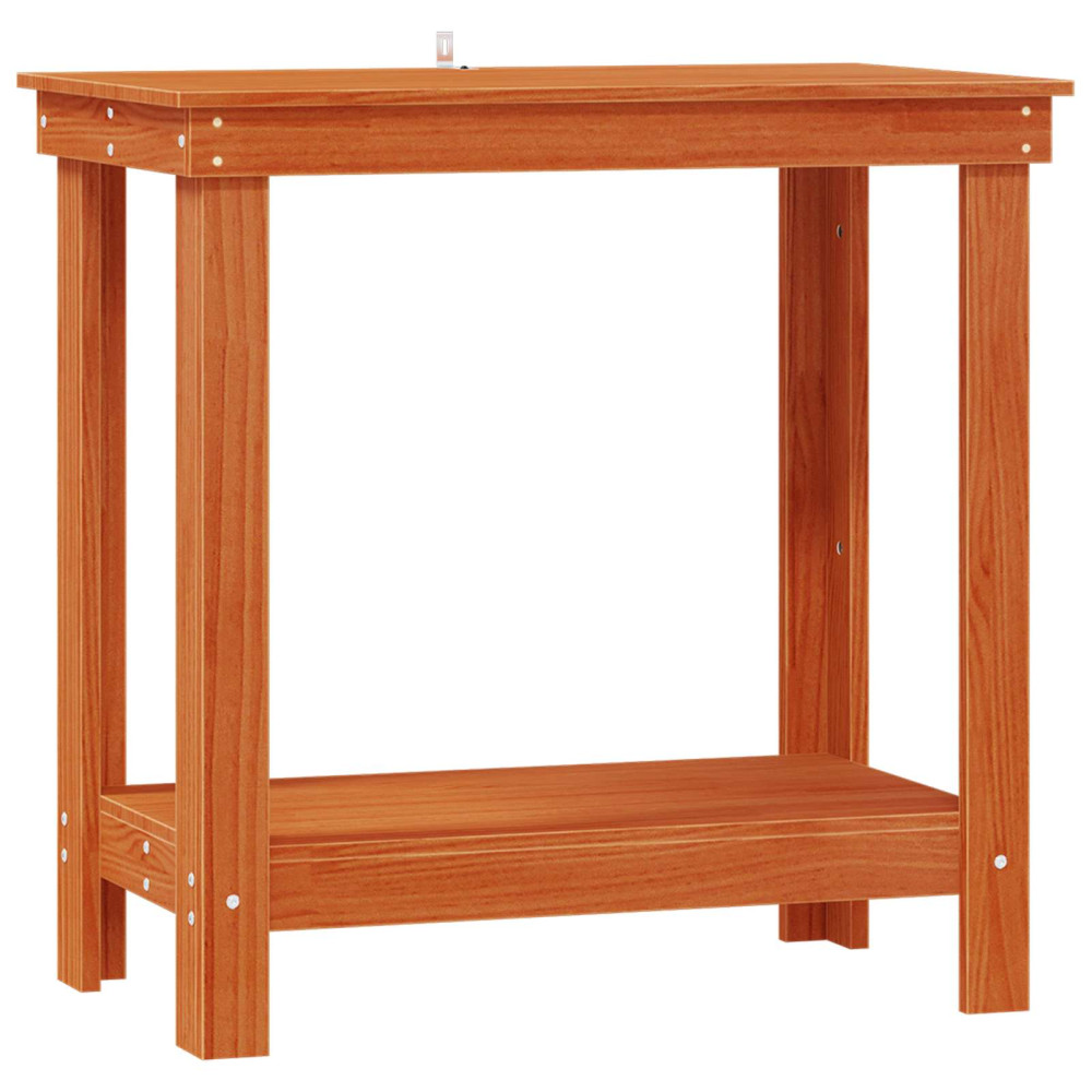 Produktbild för Arbetsbänk med hylla VaxBrun 80 x 50 x 80 cm Massivt furu