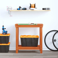 Produktbild för Arbetsbänk med hylla VaxBrun 80 x 50 x 80 cm Massivt furu