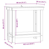 Produktbild för Arbetsbänk med hylla VaxBrun 80 x 50 x 80 cm Massivt furu